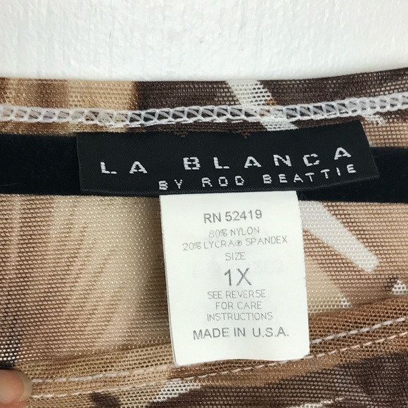 La Blanca by Rod Beattie Women's leaves and flowers Sheer Swim Cover Top Size 1X - Picture 4 of 6